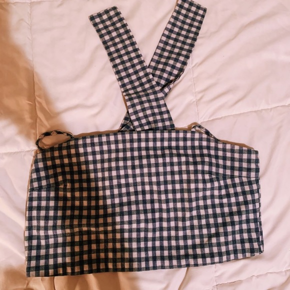 PacSun Blue & White Checkered Crop Top - Picture 2 of 4